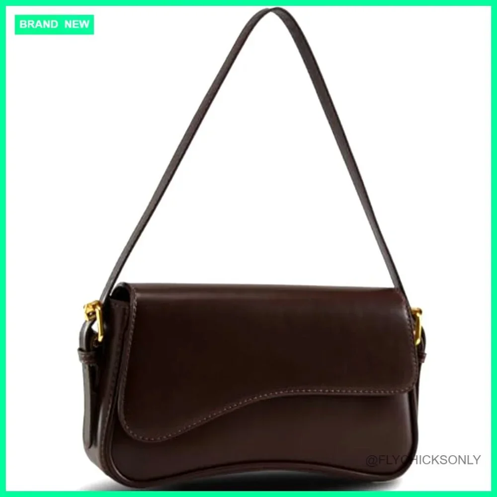 PU Leather Hobo Shoulder Bag with Adjustable Straps, 3 Compartments - Picture 3 of 7